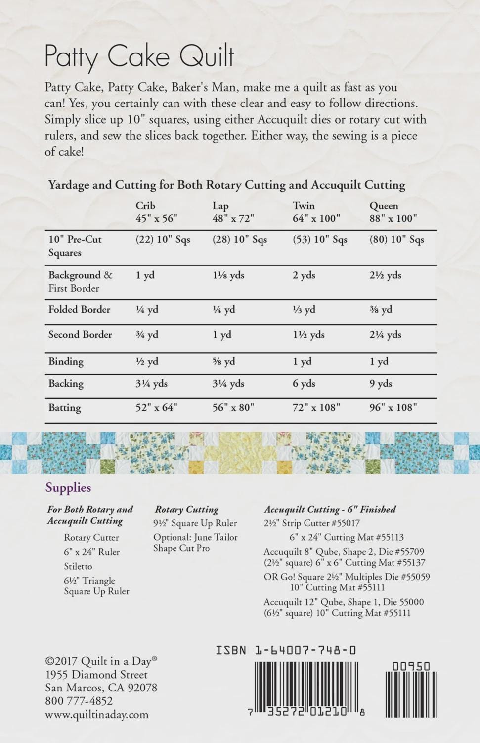Eleanor Burns Patty Cake Quilt Pattern – Layer Cake Friendly, Rotary Accuquilt Cutting