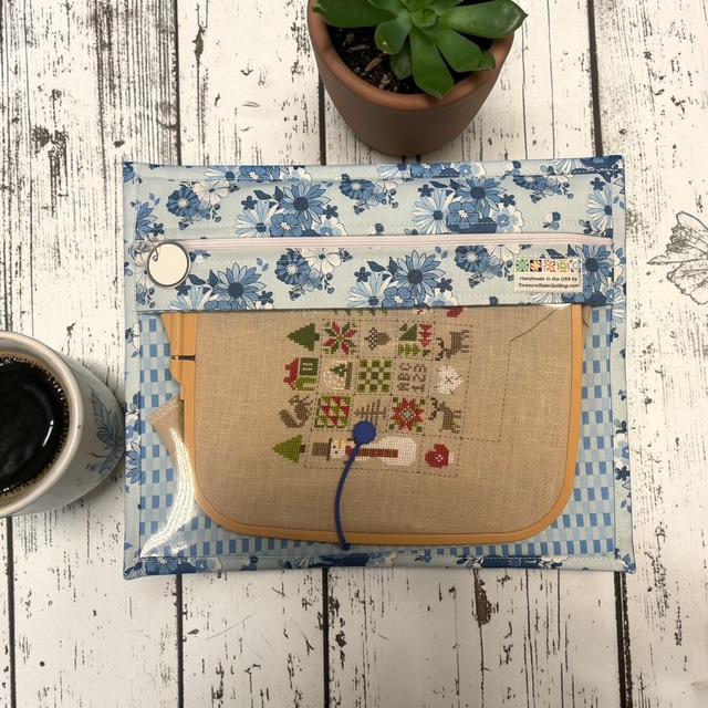 Cross Stitch Project Bag - Blue Vintage Floral - Standard Bag