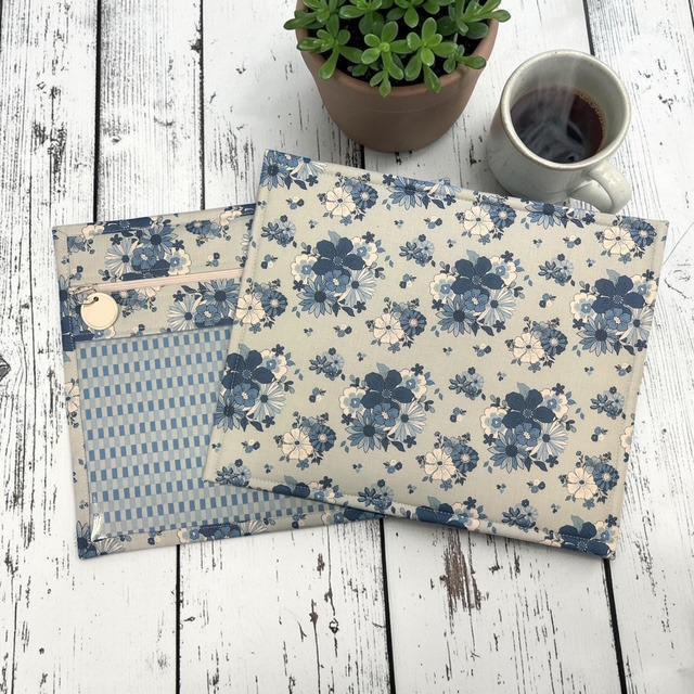 Cross Stitch Project Bag - Blue Vintage Floral - Standard Bag