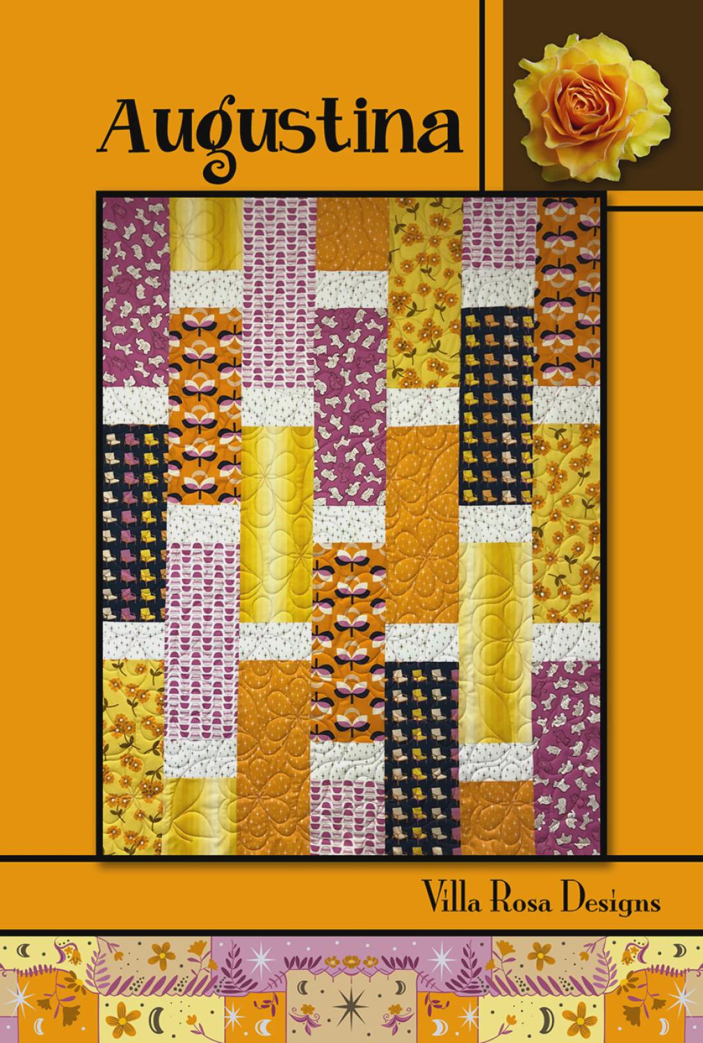 Augustina Quilt Pattern – Modern Strip, Fat Quarter Friendly, Beginner Sewing (Villa Rosa Designs)