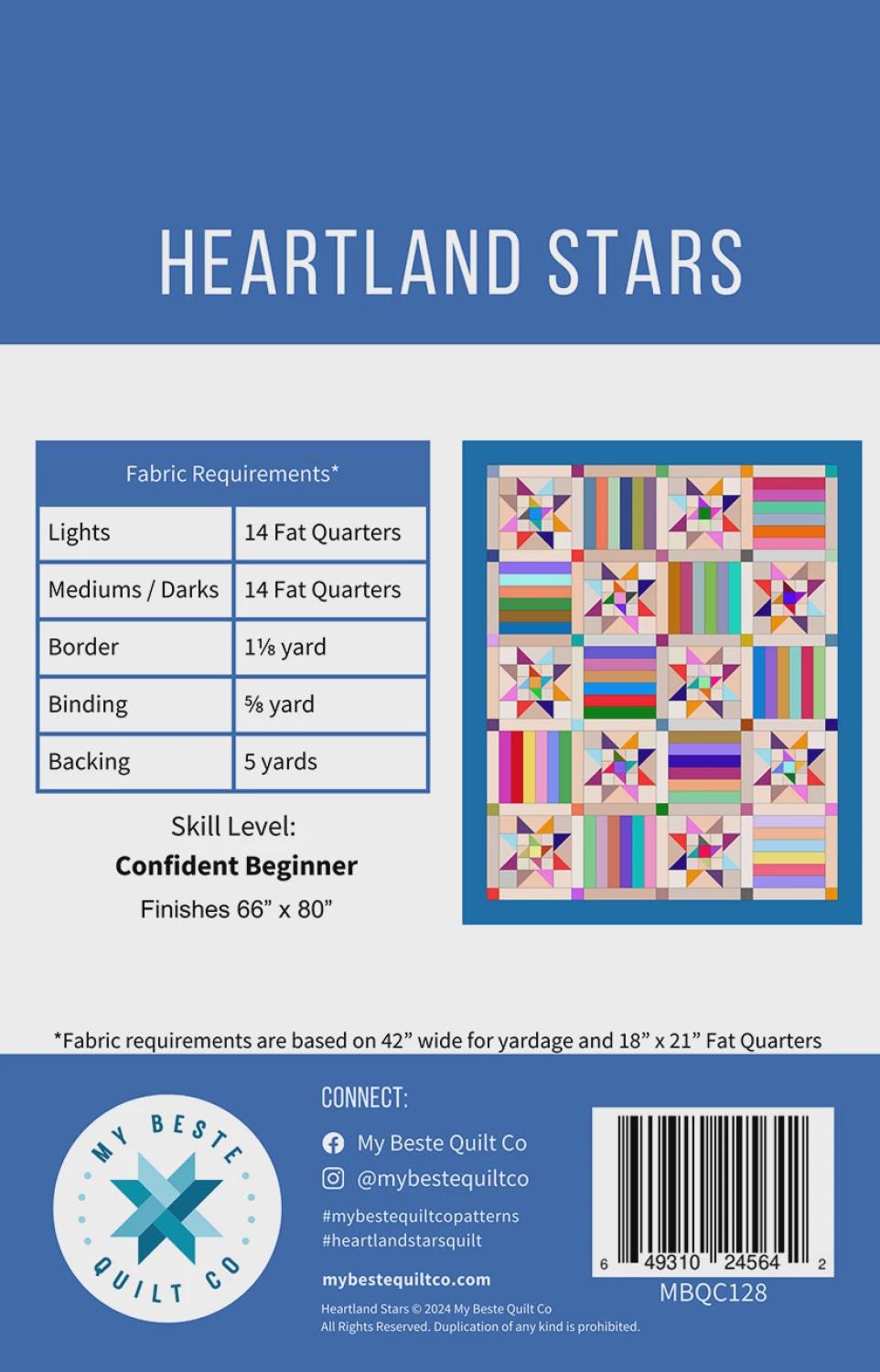 Heartland Stars Quilt Pattern - My Beste Quilt Co - Easy - Beginner - Precut and scrappy friendly