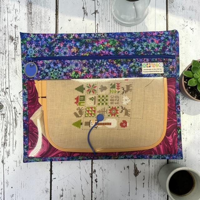 Cross Stitch Project Bag - Digital Flowers - Standard Bag