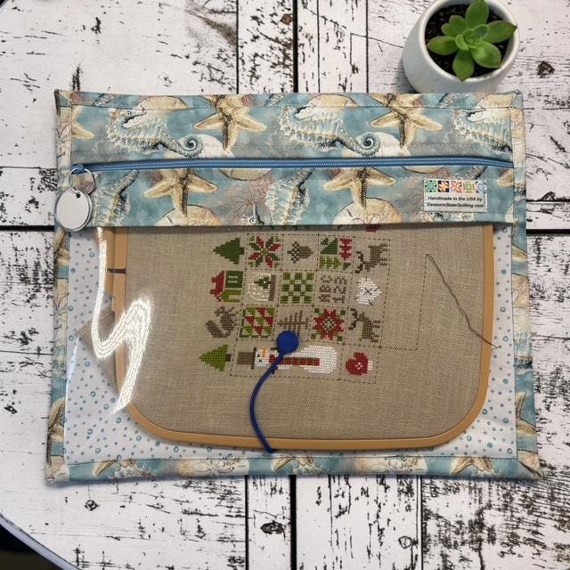 Cross Stitch Project Bag - Ocean Shells - Standard Bag