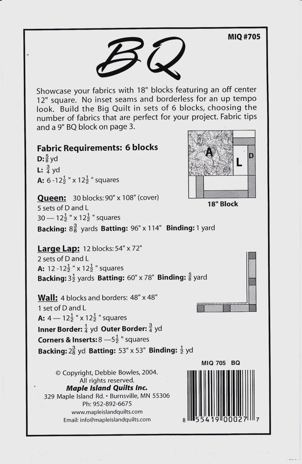 Maple Island Quilts - BQ Quilt Pattern - Easy