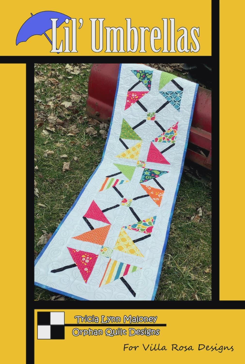 Lil' Umbrellas Quilt Pattern - Spring Table Runner Quilt - Villa Rosa Designs - easy beginner