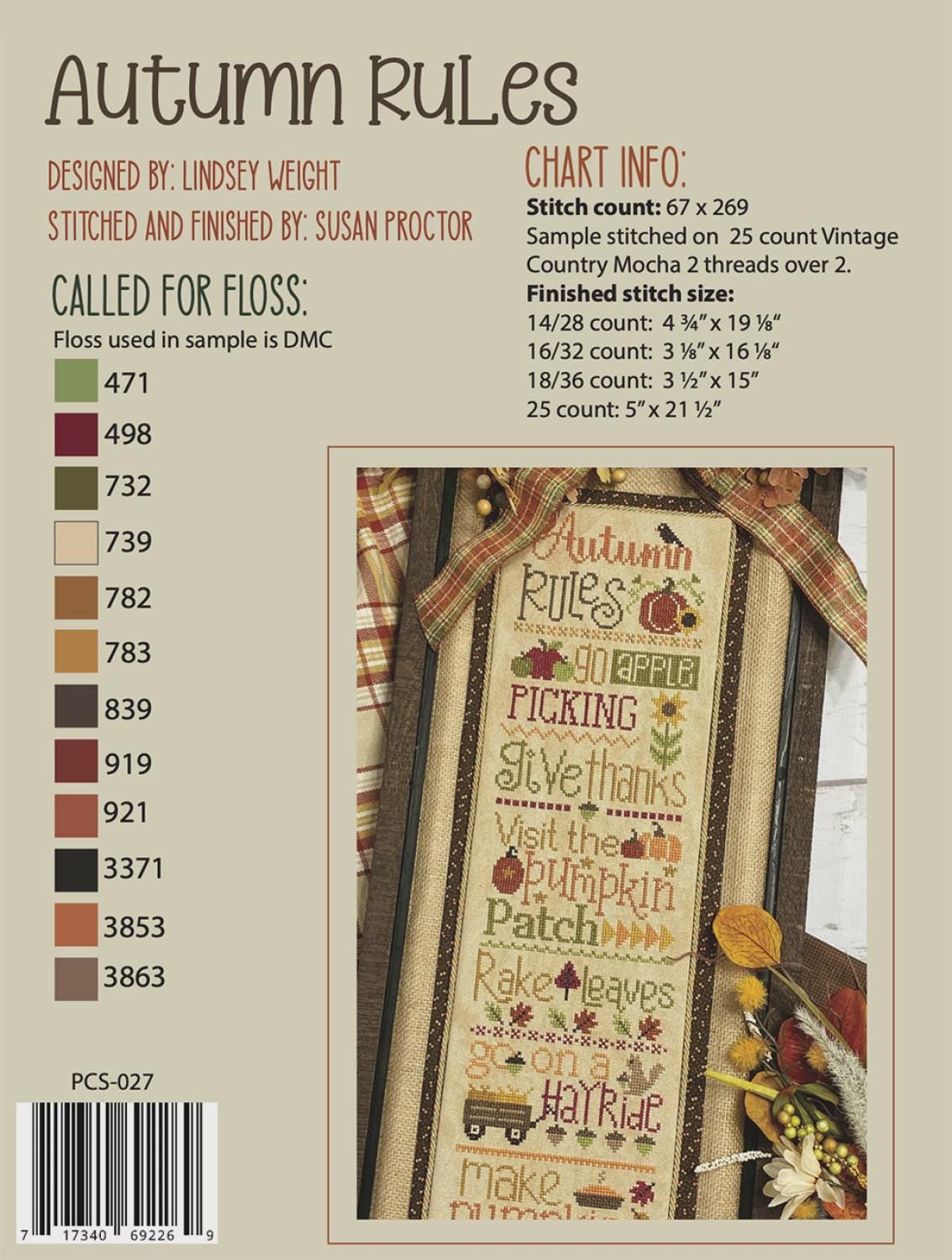 Autumn Rules Cross Stitch Pattern | Primrose Cottage Stitches | Printed Paper Chart | Fall Sampler | Confident Beginner