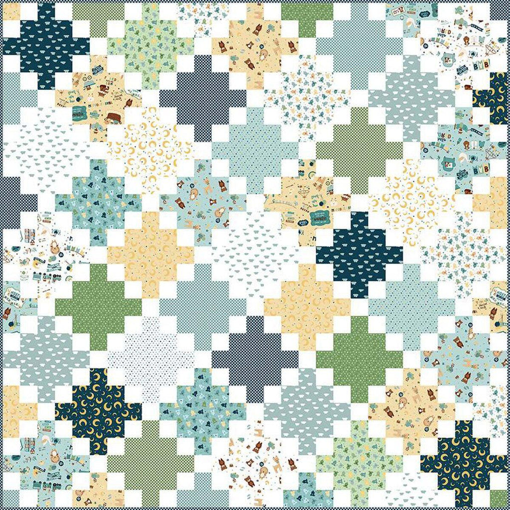 Row by Row Baby Boy Quilt Pattern - American Jane - Easy - Beginner - Jelly roll friendly