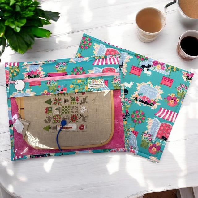 Cross Stitch Project Bag - Cat in Window - Standard Bag