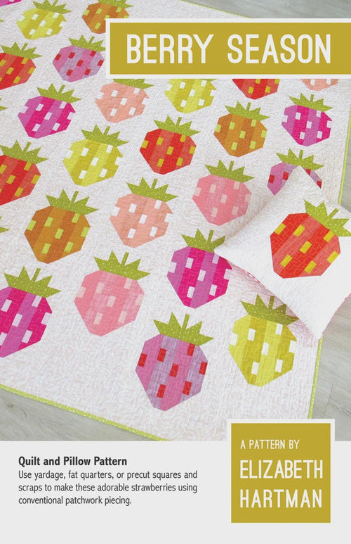 Berry Season Quilt Pattern – Strawberry Patchwork Piecing, Multiple Sizes (Printed Paper)