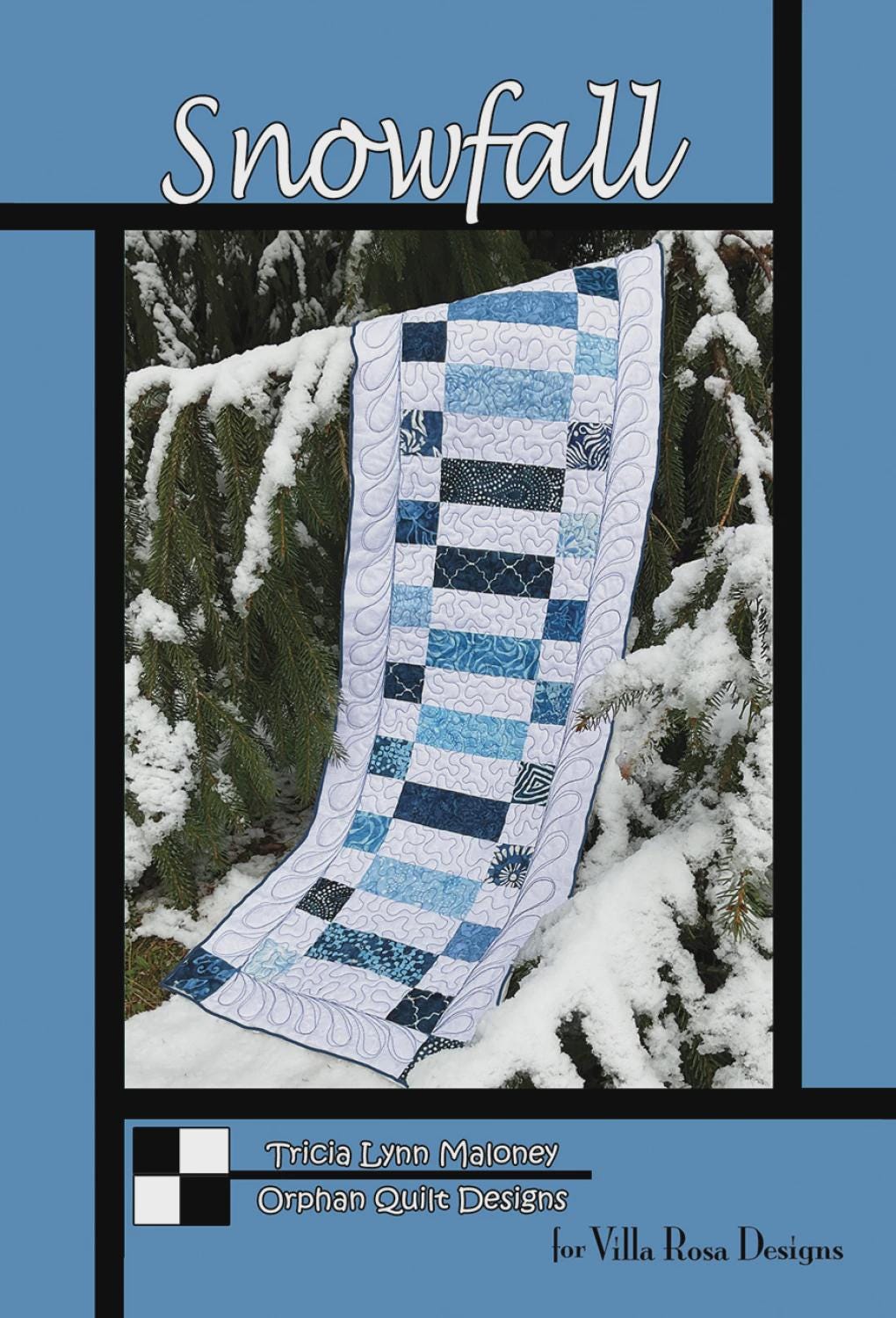 Snowfall Quilt Pattern - Winter Blue Table Runner Quilt - Villa Rosa Designs - easy beginner