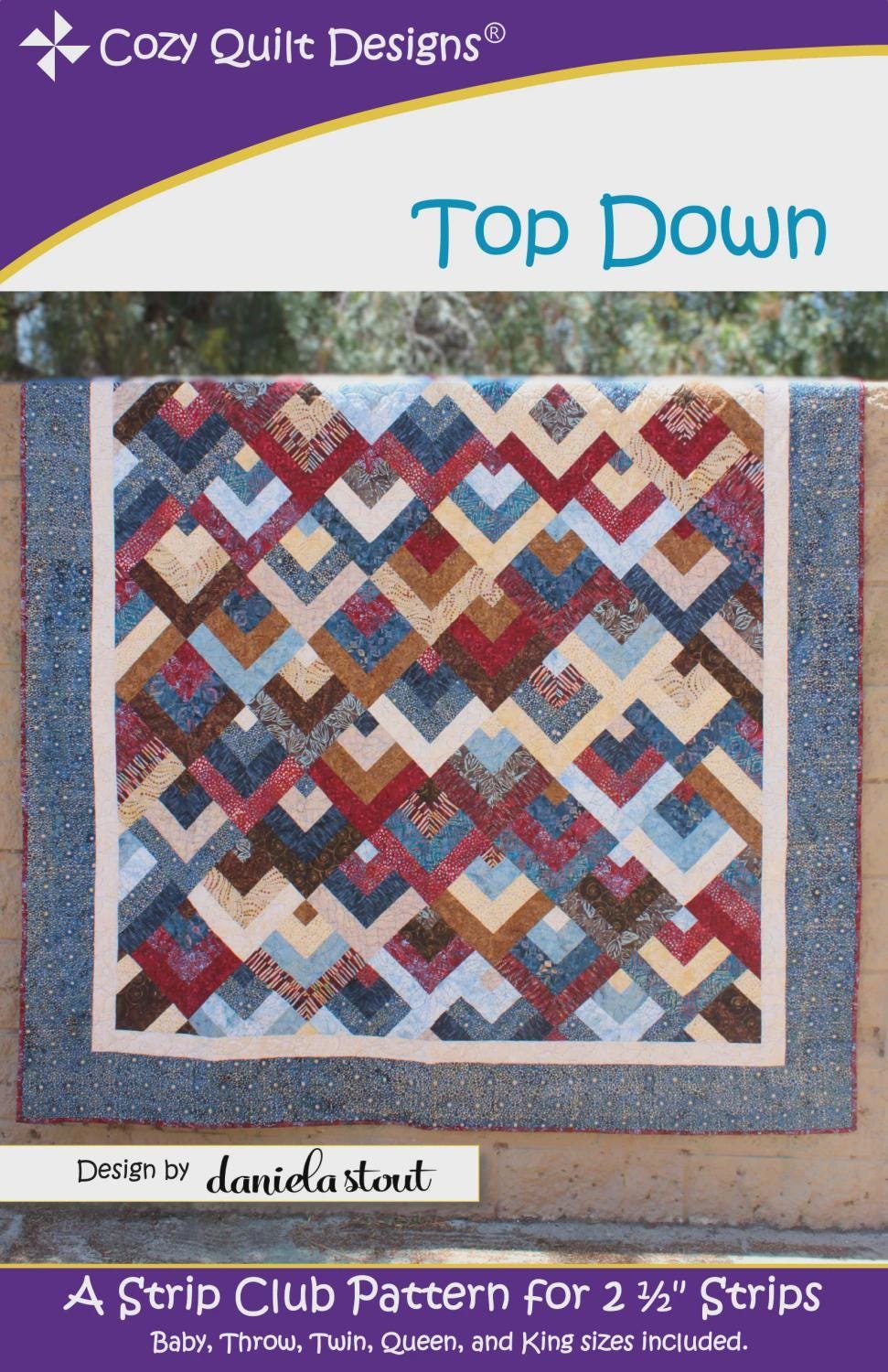 Cozy Quilt Designs - Daybreak Quilt Pattern - jelly roll friendly in 5 sizes - Beginner