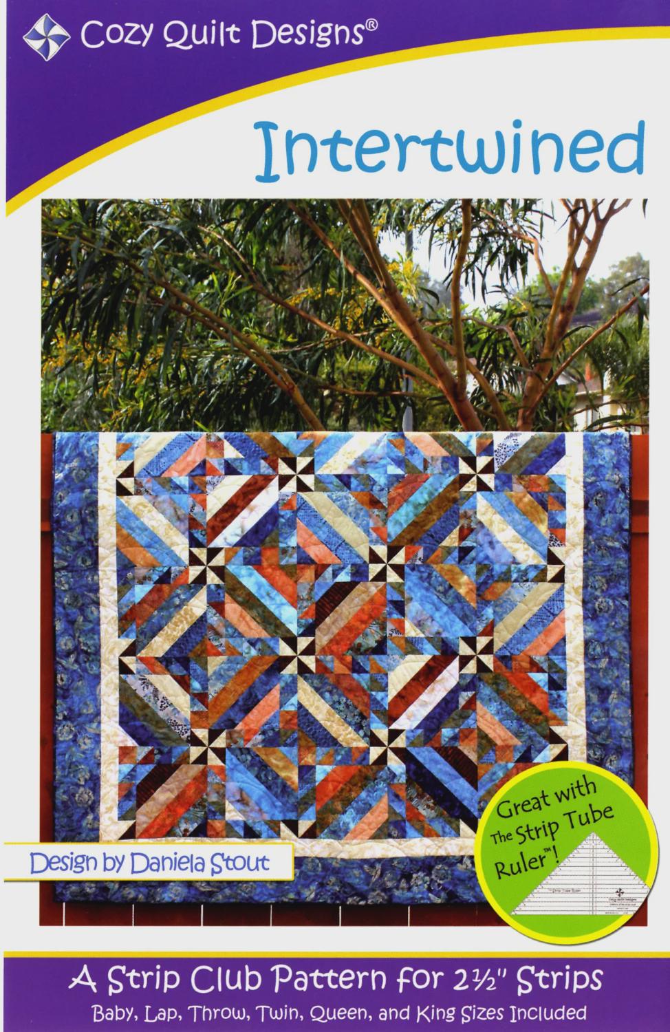 Cozy Quilt Designs - Intertwined Quilt Pattern - jelly roll friendly in 4 sizes - Beginner