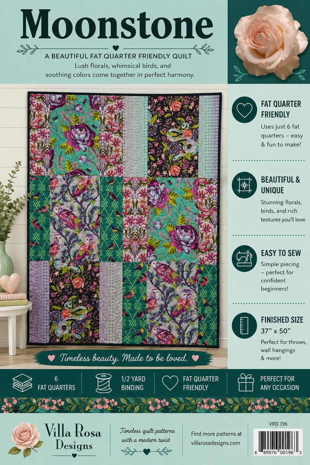 Moonstone Quilt Pattern – Easy Scrappy Patchwork by Villa Rosa Designs