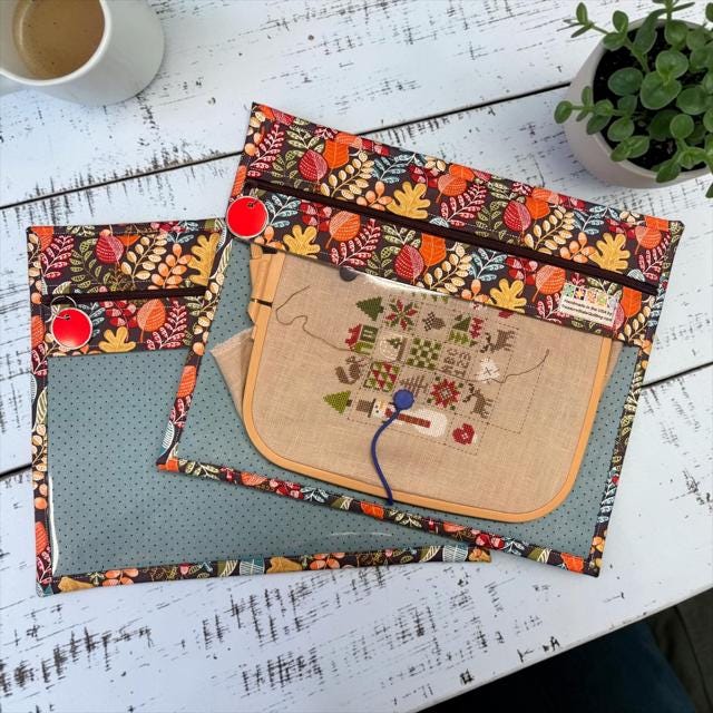 Cross Stitch Project Bag - Autumn Leaves - Standard Bag