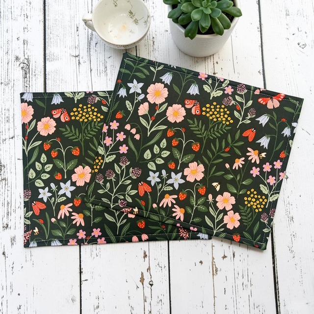 Cross Stitch Project Bag - Green Modern Floral - Standard Bag