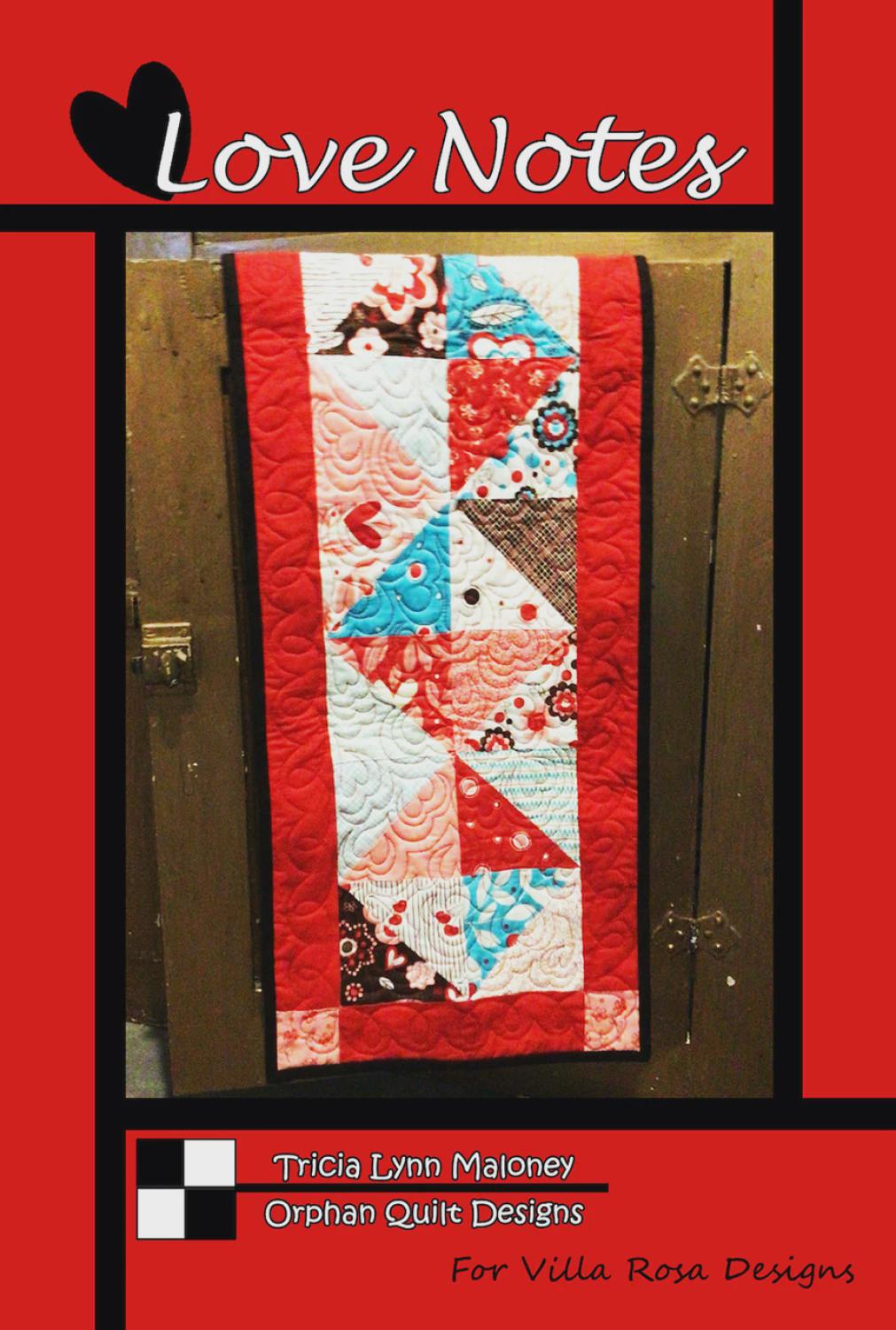 Love Notes Quilt Pattern - Valentines Day Table Runner Quilt - Villa Rosa Designs