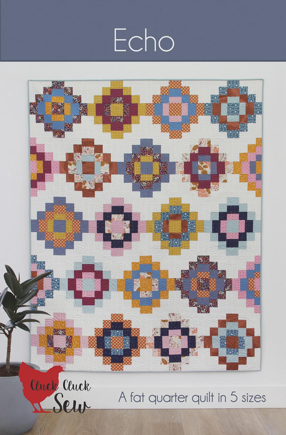 Cluck Cluck Sew - Echo Quilt Pattern - Fat Quarter friendly - in 5 sizes - Modern