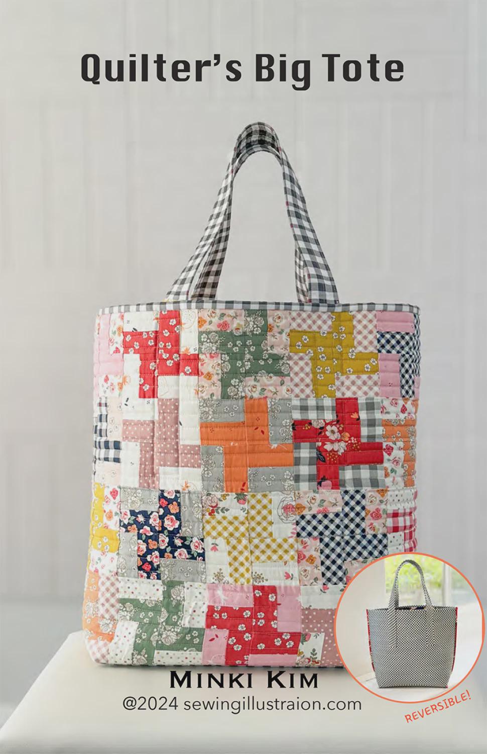 Quilters Big Tote Quilt Pattern - Minki Kim - Beginner - Fat Quarter Scrappy friendly