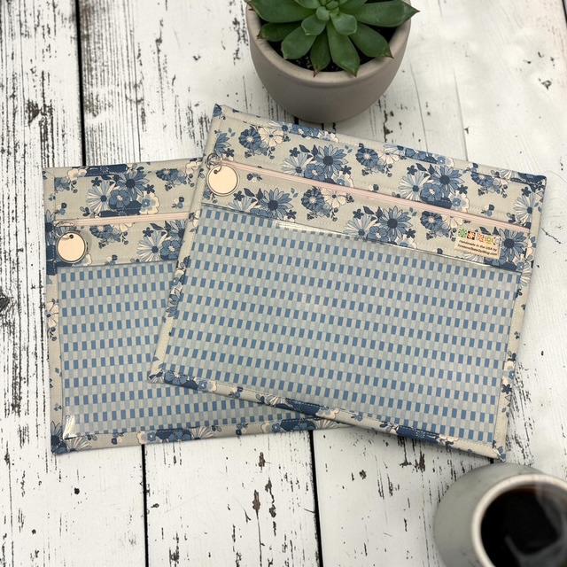 Cross Stitch Project Bag - Blue Vintage Floral - Standard Bag
