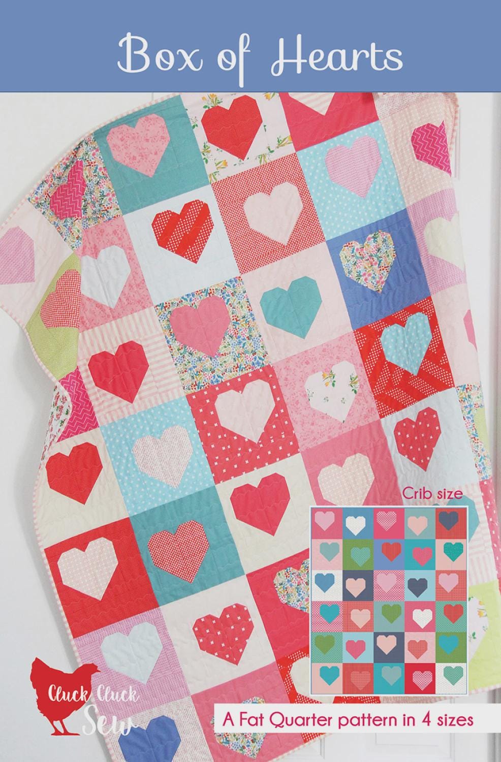 Box of Hearts Quilt Pattern – Fat Quarter Friendly, Modern Design (4 Sizes)
