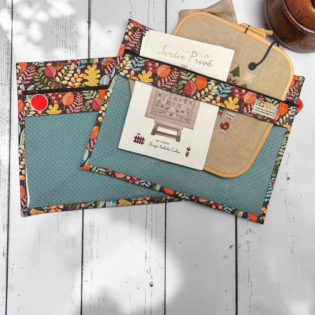 Cross Stitch Project Bag - Autumn Leaves - Standard Bag