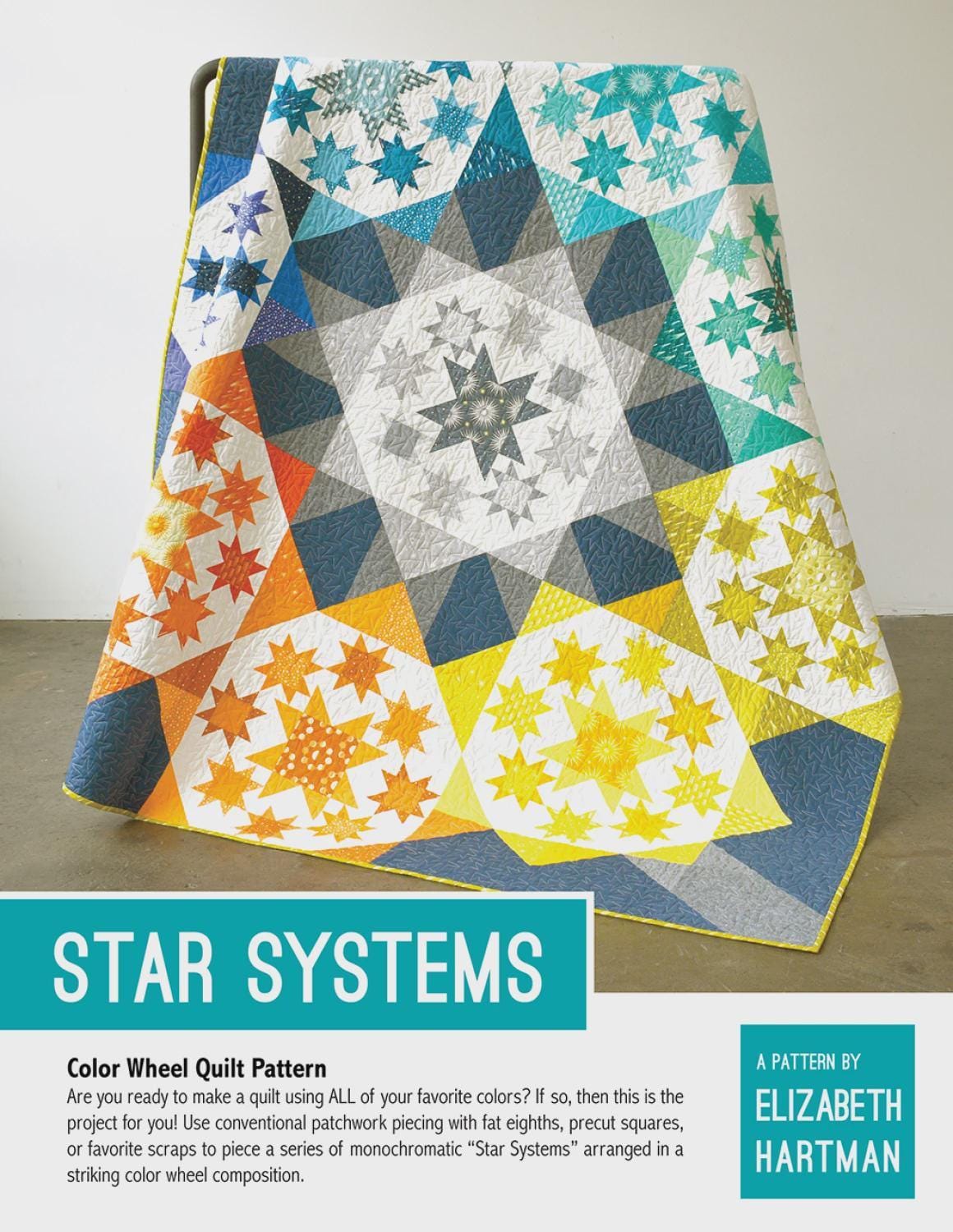 Elizabeth Hartman - Star Systems quilt - Quilt pattern EH 067 chart - queen size - Modern