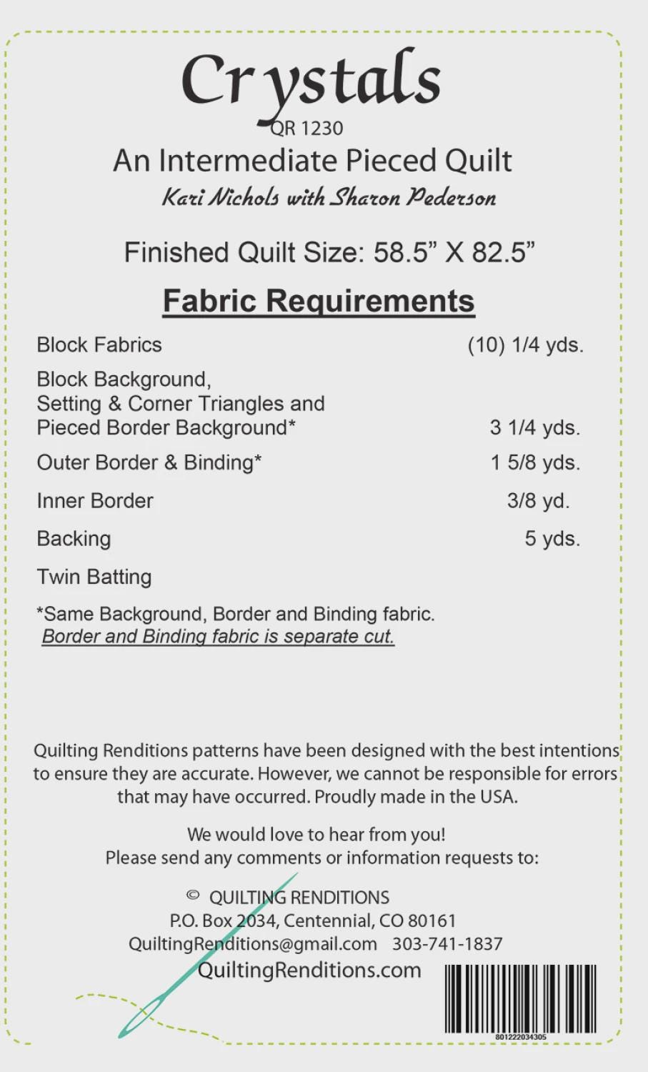 Crystals - Quilt Pattern - Quilting Renditions