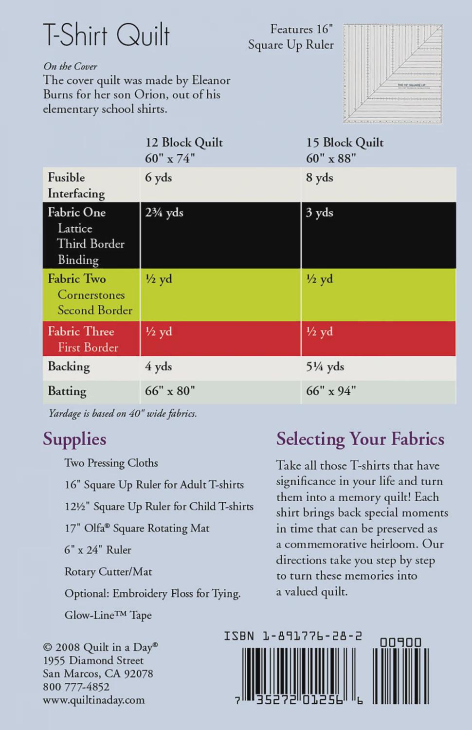 Eleanor Burns Tshirt Quilt Pattern – Layer Cake Friendly, Rotary Accuquilt Cutting