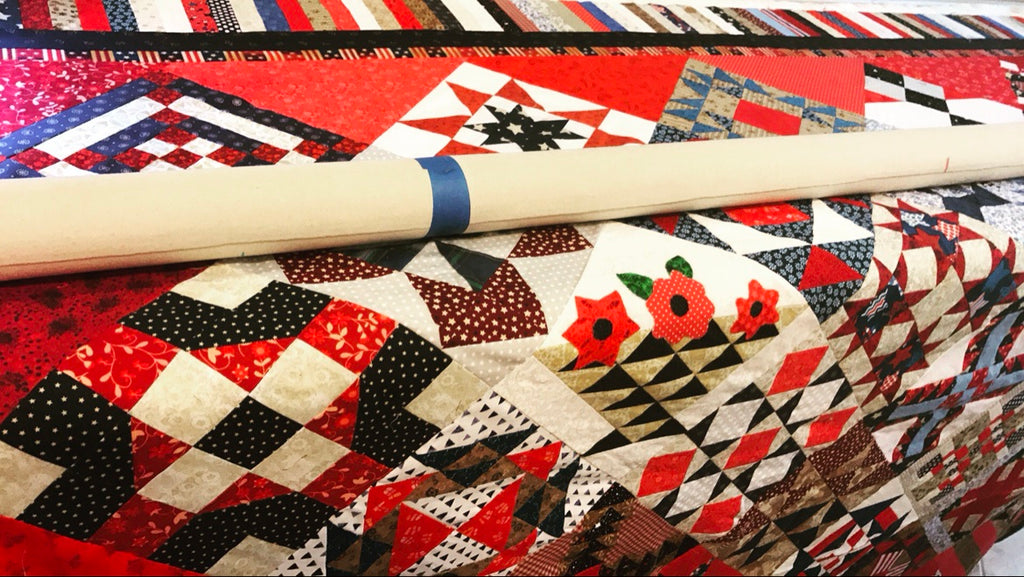 Patriotic star quilt finished with computerized longarm quilting