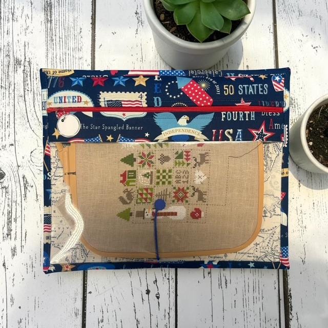 Cross Stitch Project Bag - Patriotic USA Americana - Standard Bag