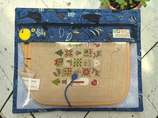 Cross Stitch Project Bag - Black Bird - Standard Bag