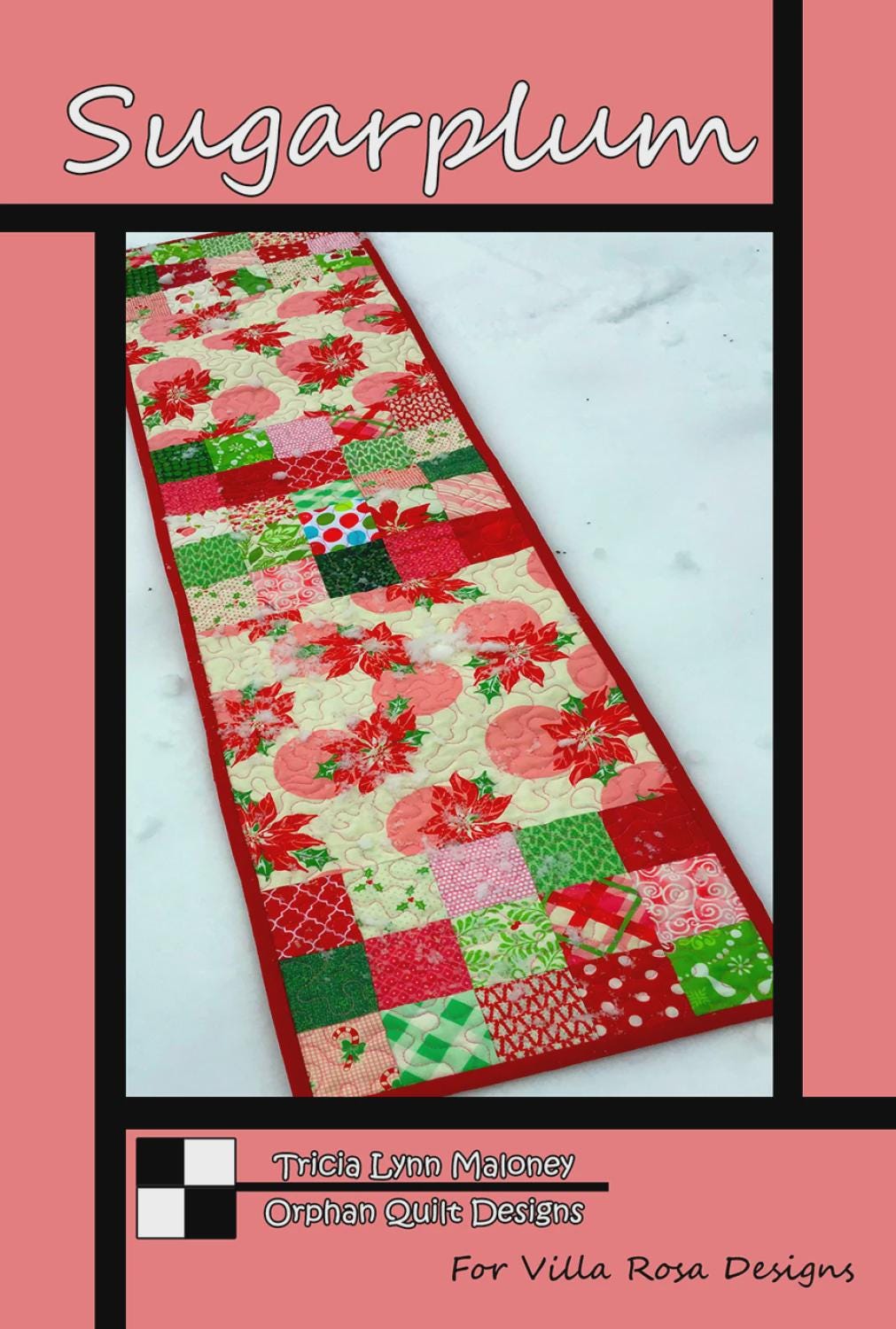 Sugarplum Quilt Pattern - Christmas Scrappy Table Runner Quilt - Villa Rosa Designs - easy beginner