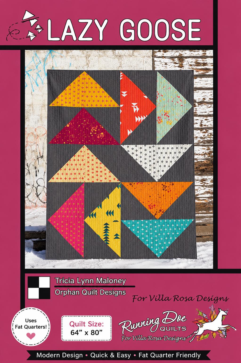 Lazy Goose Quilt Pattern - Modern Geometric Quilt - Villa Rosa Designs - easy beginner - FQ friendly