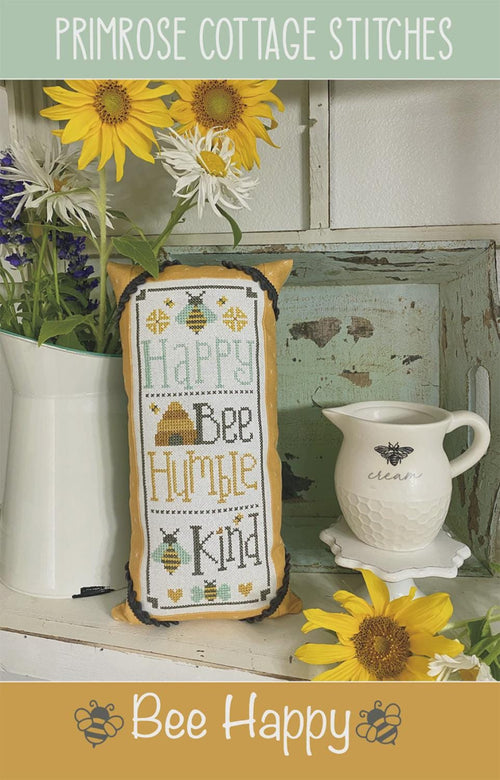 Bee Happy Cross Stitch Pattern | Primrose Cottage Stitches | Printed Paper Chart | Bee Sampler | Beginner Cross Stitch Pattern