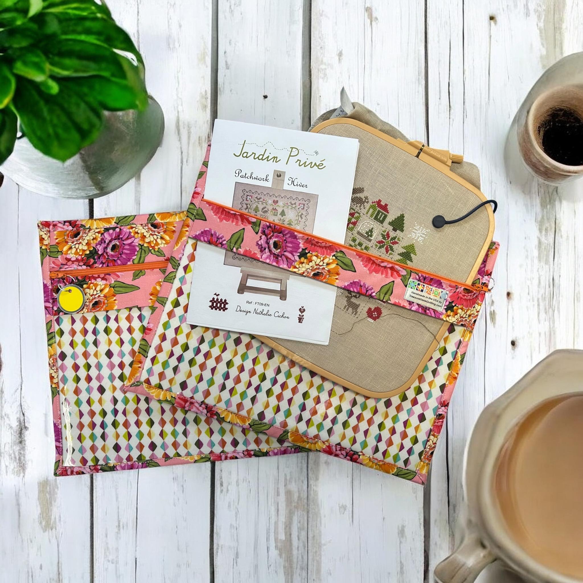 Cross Stitch Project Bag - Zinnias - Standard Bag