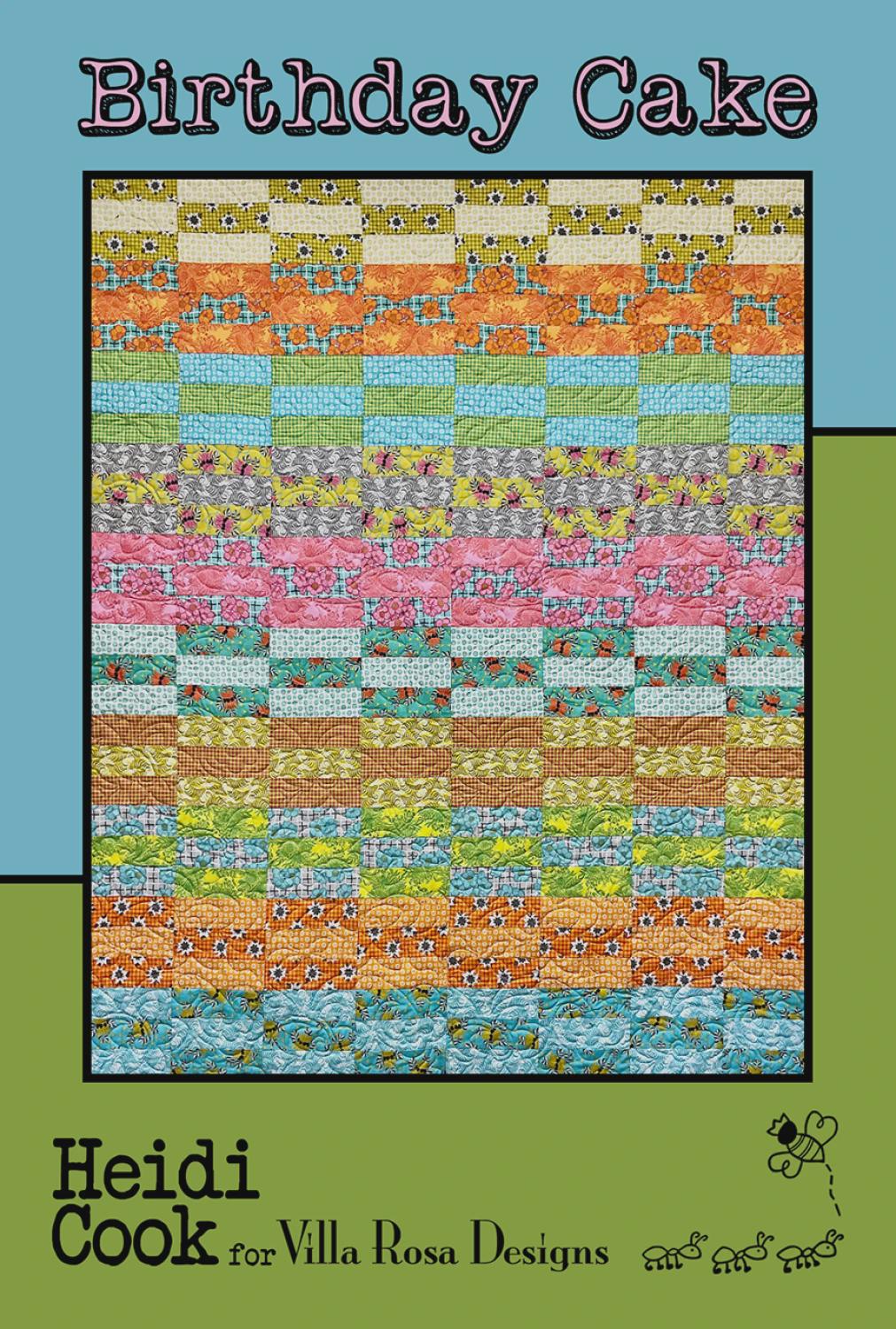 Birthday Cake Quilt Pattern - Scrap Colorful Quilt - Villa Rosa Designs - easy beginner