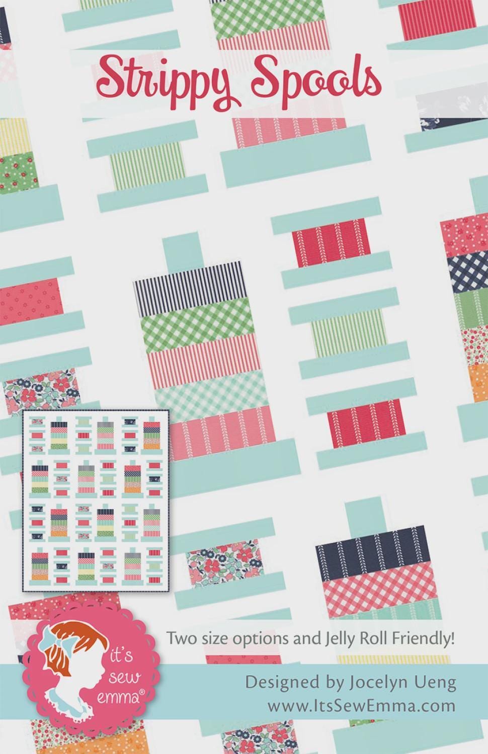 Strippy Spools Quilt Pattern – Modern Jelly Roll Friendly Design (Lap, Twin)