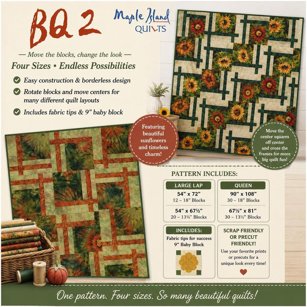Maple Island Quilts - BQ2 - Quilt Pattern - 5 sizes