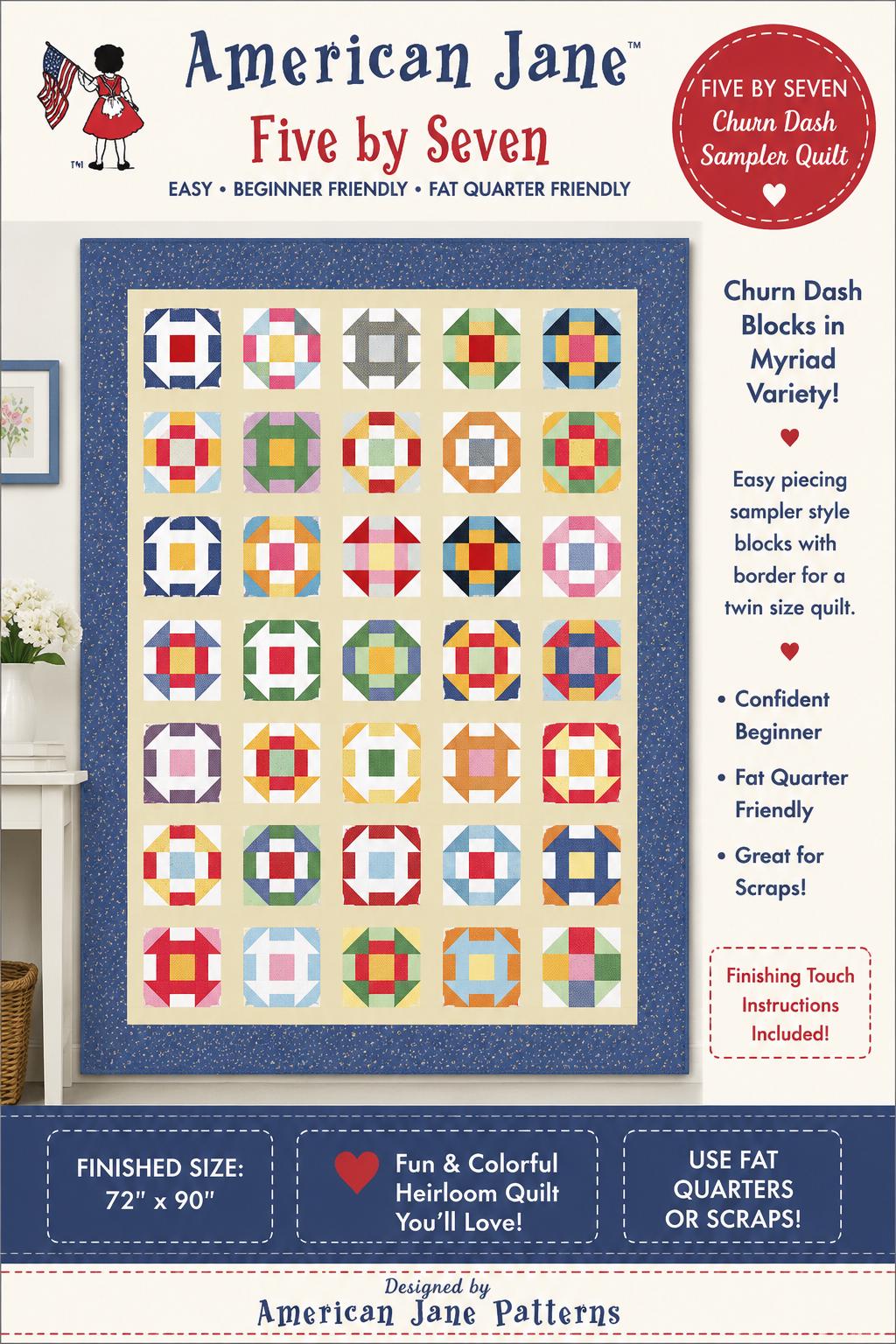 Five by Seven Quilt Pattern - American Jane - Easy - Beginner - Fat Quarter friendly