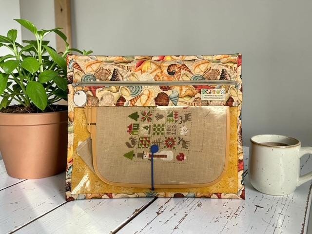 Cross Stitch Project Bag - Ocean Shells - Standard size