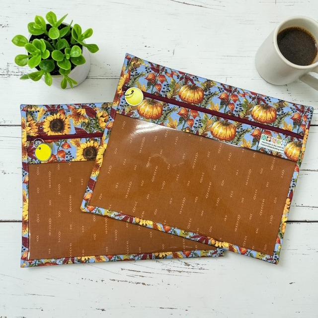 Cross Stitch Project Bag - Autumn Sunflowers and Pumpkins - Standard Bag