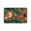 Whimsical owl desk mat with blossom branch artwork by Sascha by TSQ — view 1
