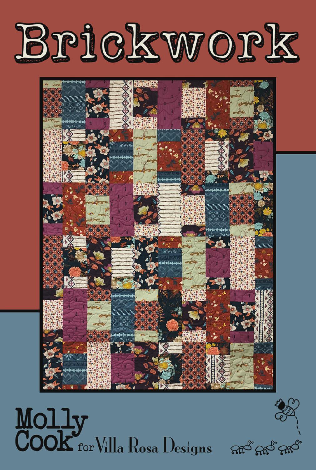 Brickwork Quilt Pattern – Scrappy Patchwork Lap Quilt by Villa Rosa Designs