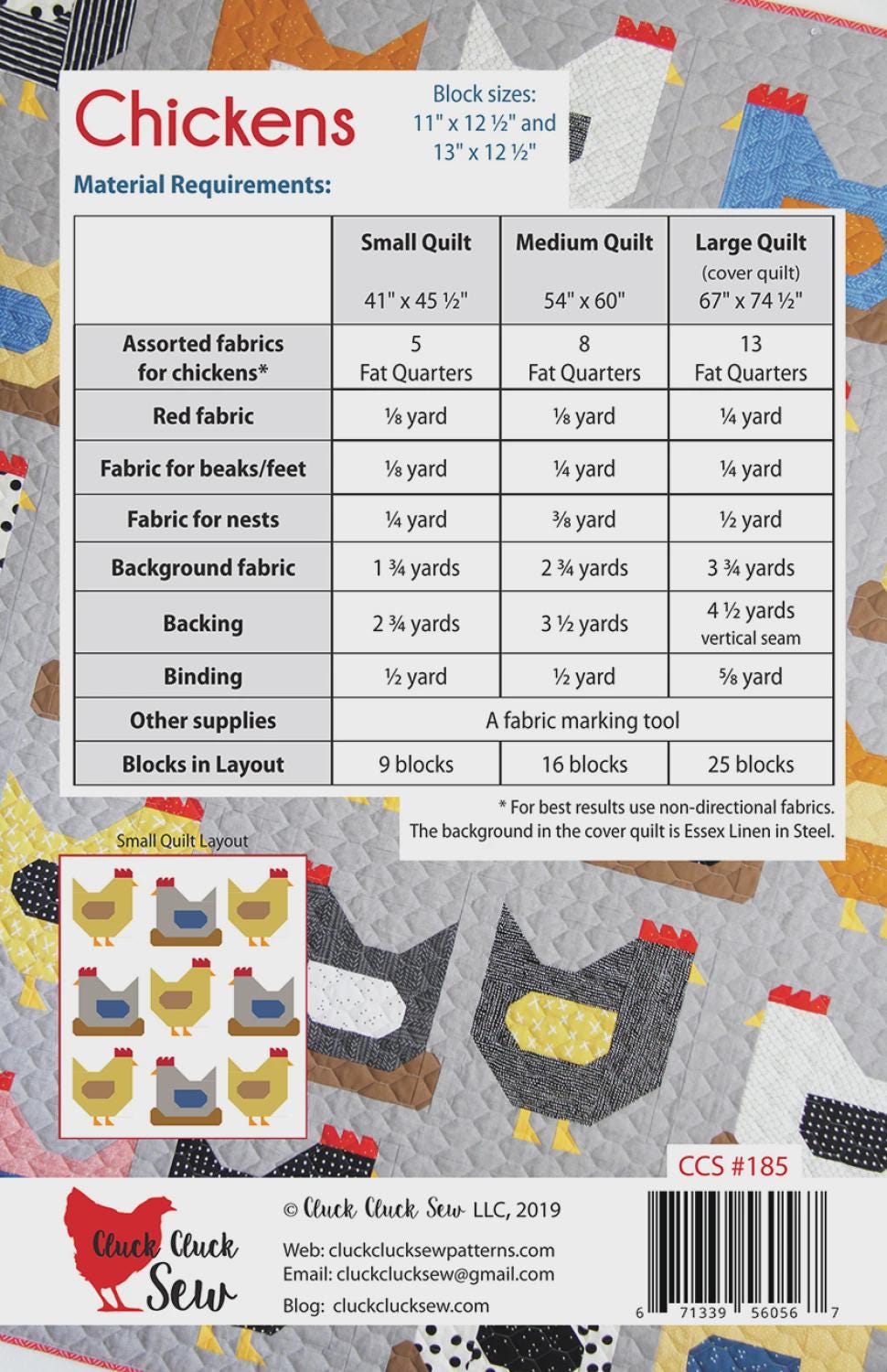 Farmhouse Chicken Quilt Pattern – Fat Quarter Friendly, Modern Animal Design