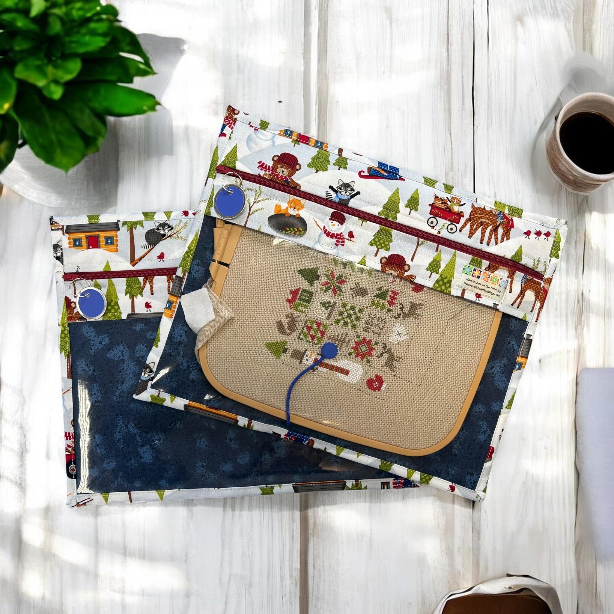 Cross Stitch Project Bag - Winter Forest Bear - Standard Bag