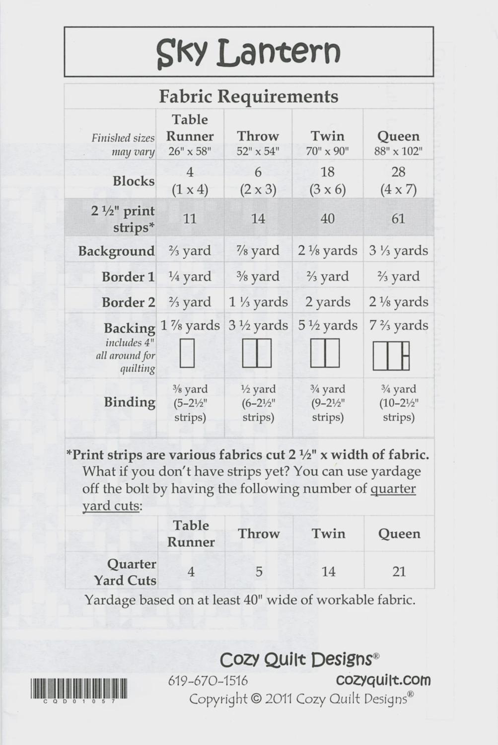 Cozy Quilt Designs - Sky Lantern Quilt Pattern - jelly roll friendly in 4 sizes - Beginner