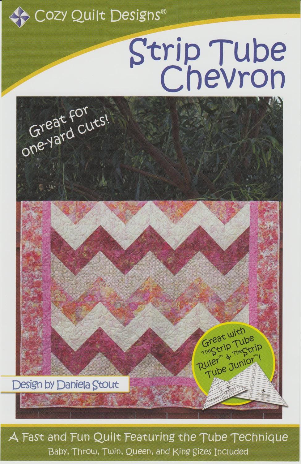 Cozy Quilt Designs - Chevron Quilt Pattern - jelly roll friendly in 5 sizes - Beginner