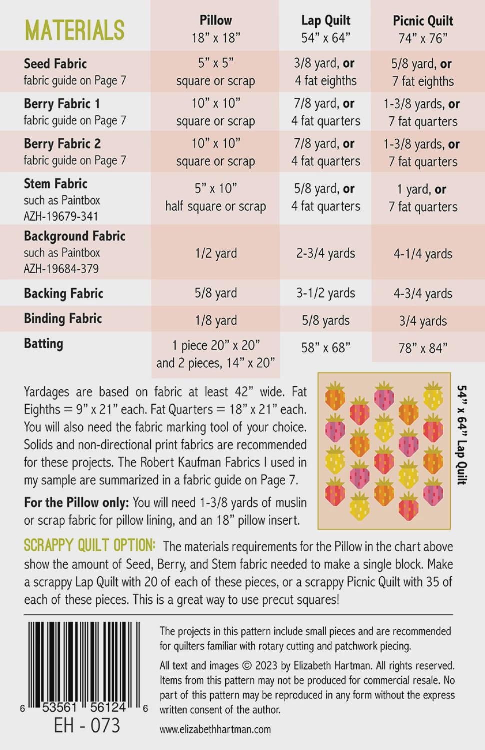 Berry Season Quilt Pattern – Strawberry Patchwork Piecing, Multiple Sizes (Printed Paper)