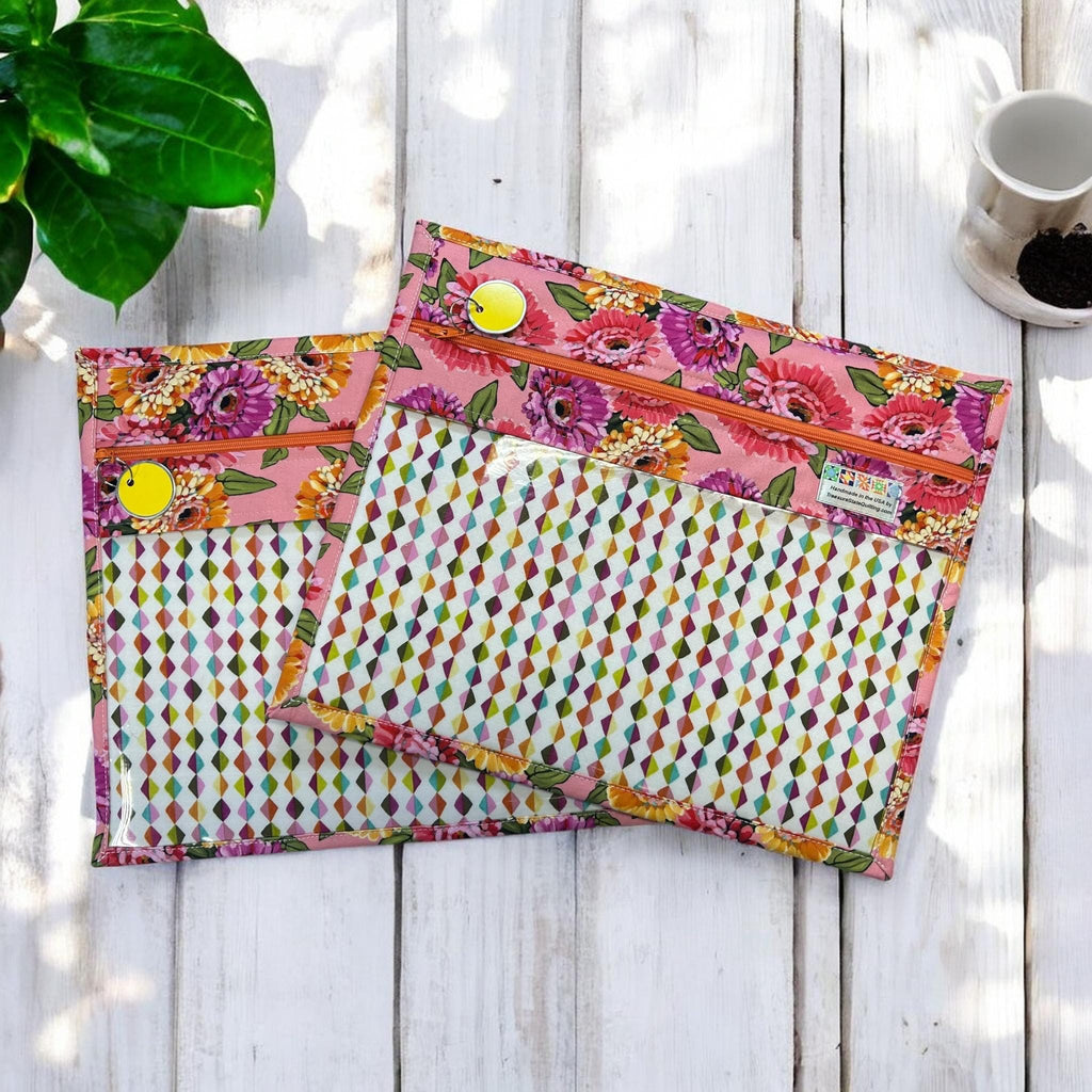 Cross Stitch Project Bag - Zinnias - Standard Bag