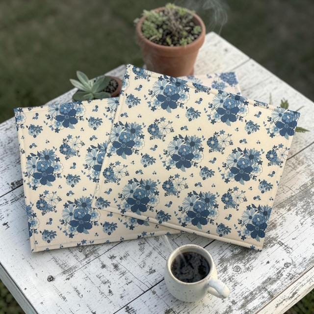 Cross Stitch Project Bag - Blue Vintage Floral - Standard Bag